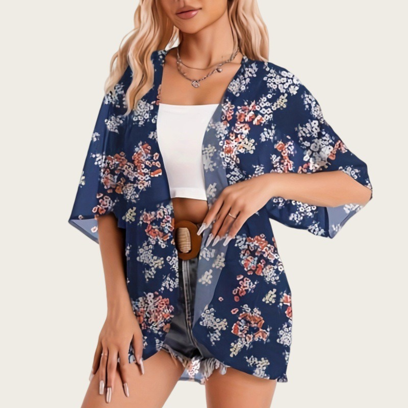 Kimono Sheer Floral - Badpak Vrouw 2025 Kimono Vest Pure