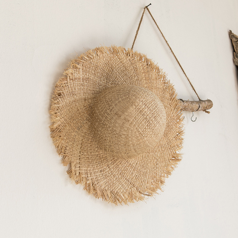 Hat Floppy Wide - Dames Raffia Strohoed met brede rand,