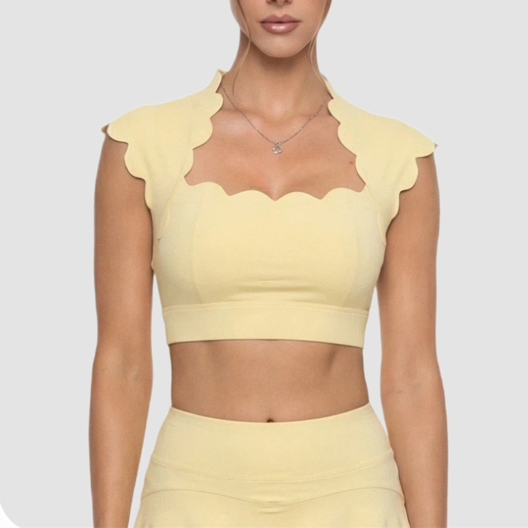 Crop Top Crochet - Sportbeha met golvende rand voor dames,