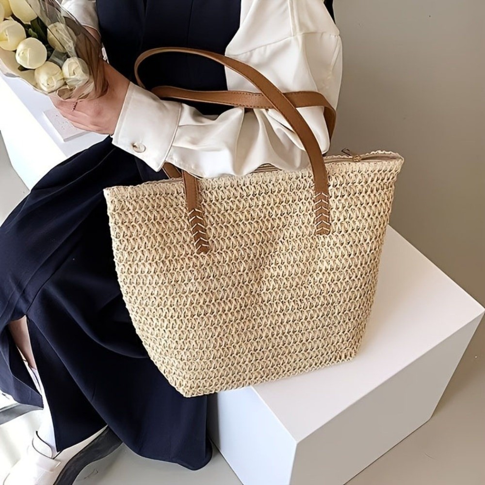 Modevolle effenkleurige geweve - Tote Bag Beach recensie en prijs