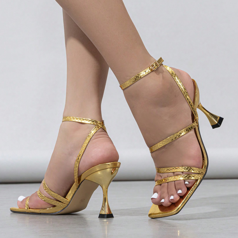 Sexy slangenprint lederen enke - Sandal Strappy Heeled recensie en prijs