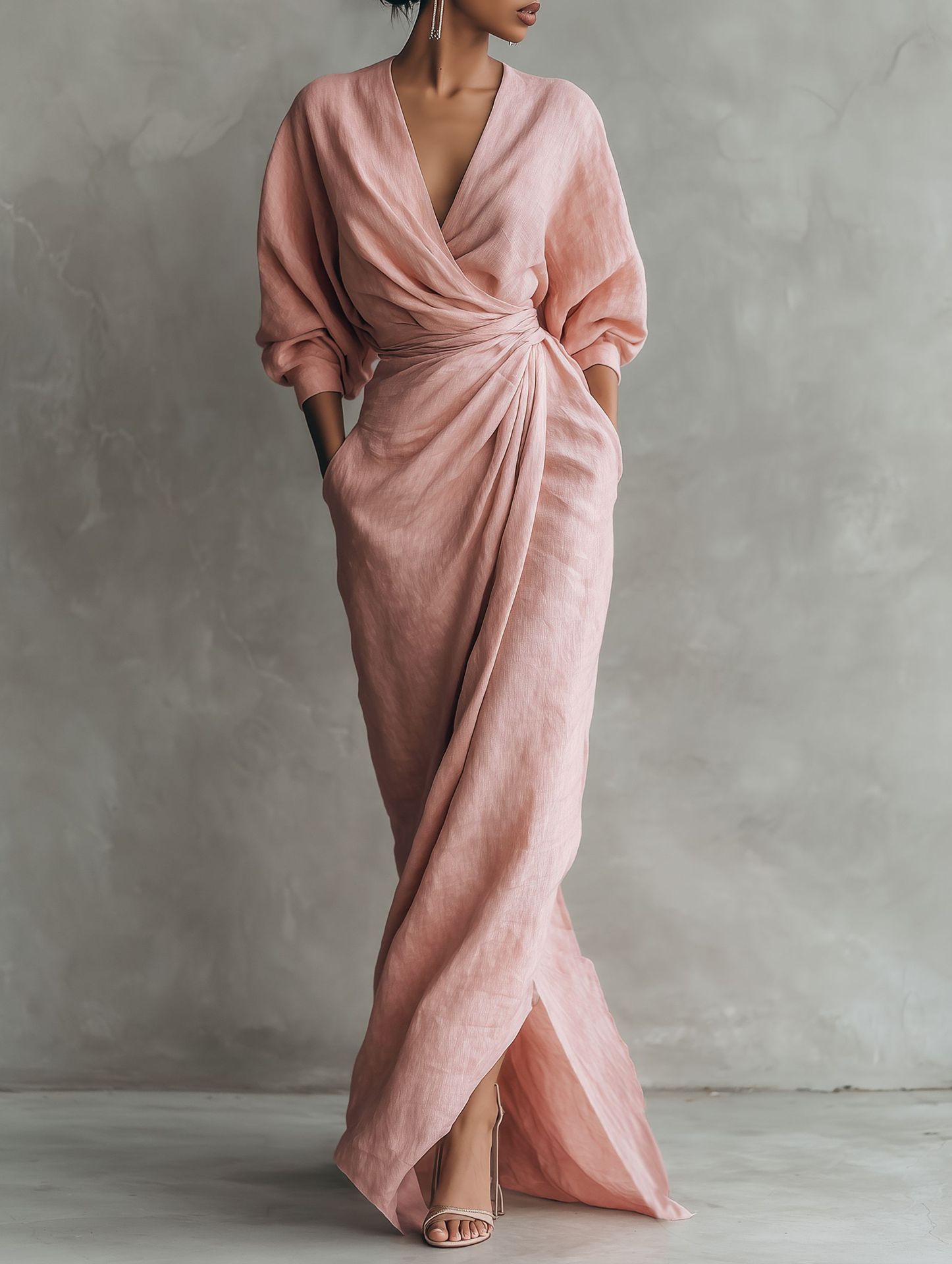 Dames linnenmix wikkeljurk met - Linen Dress Wrap recensie en prijs