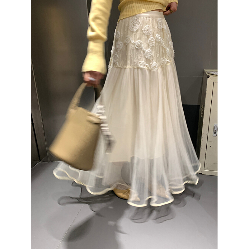 MEXZT Elegante Witte Tule Midi - Midi Skirt Floral recensie en prijs