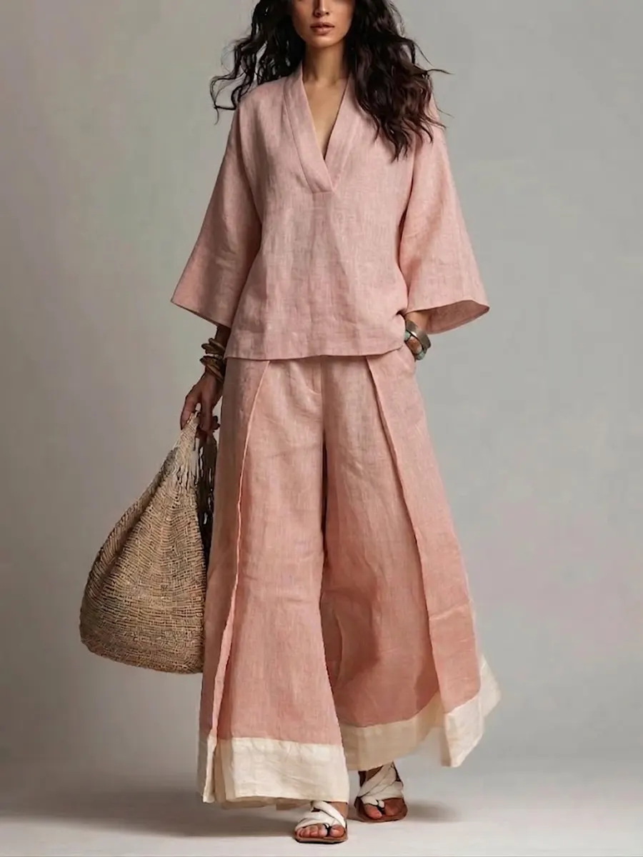 Zomer Dames V-hals Katoen Linn - Linen Pant Wide recensie en prijs