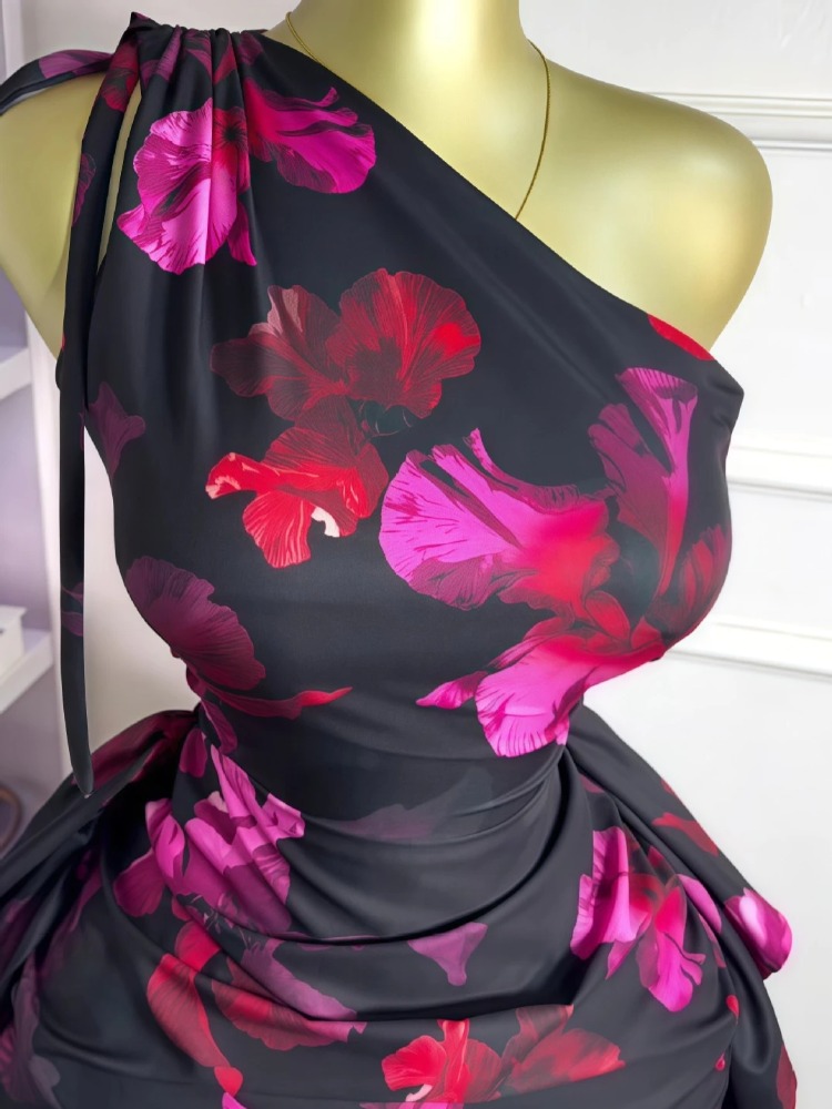 Dames bloemenprint één schoude - Midi Skirt Floral recensie en prijs