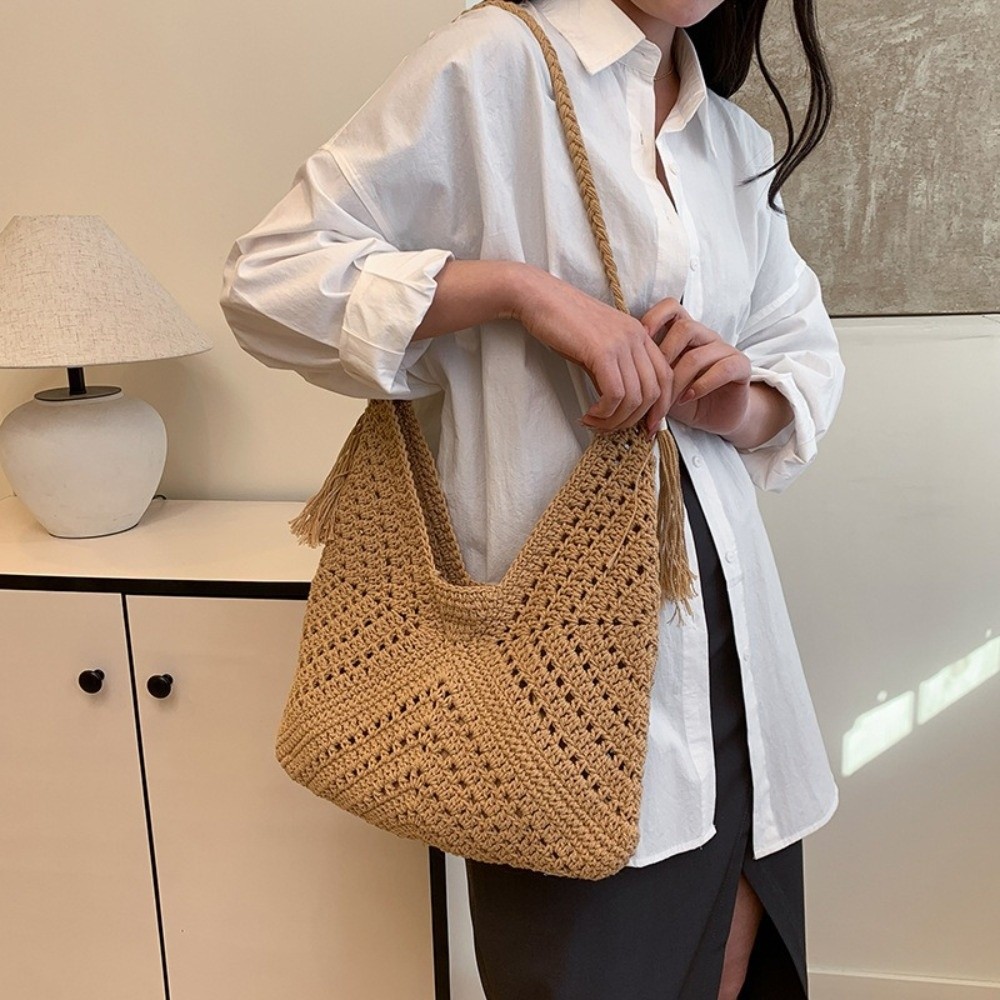 Eenvoudige Boheemse gebreide s - Tote Bag Beach recensie en prijs