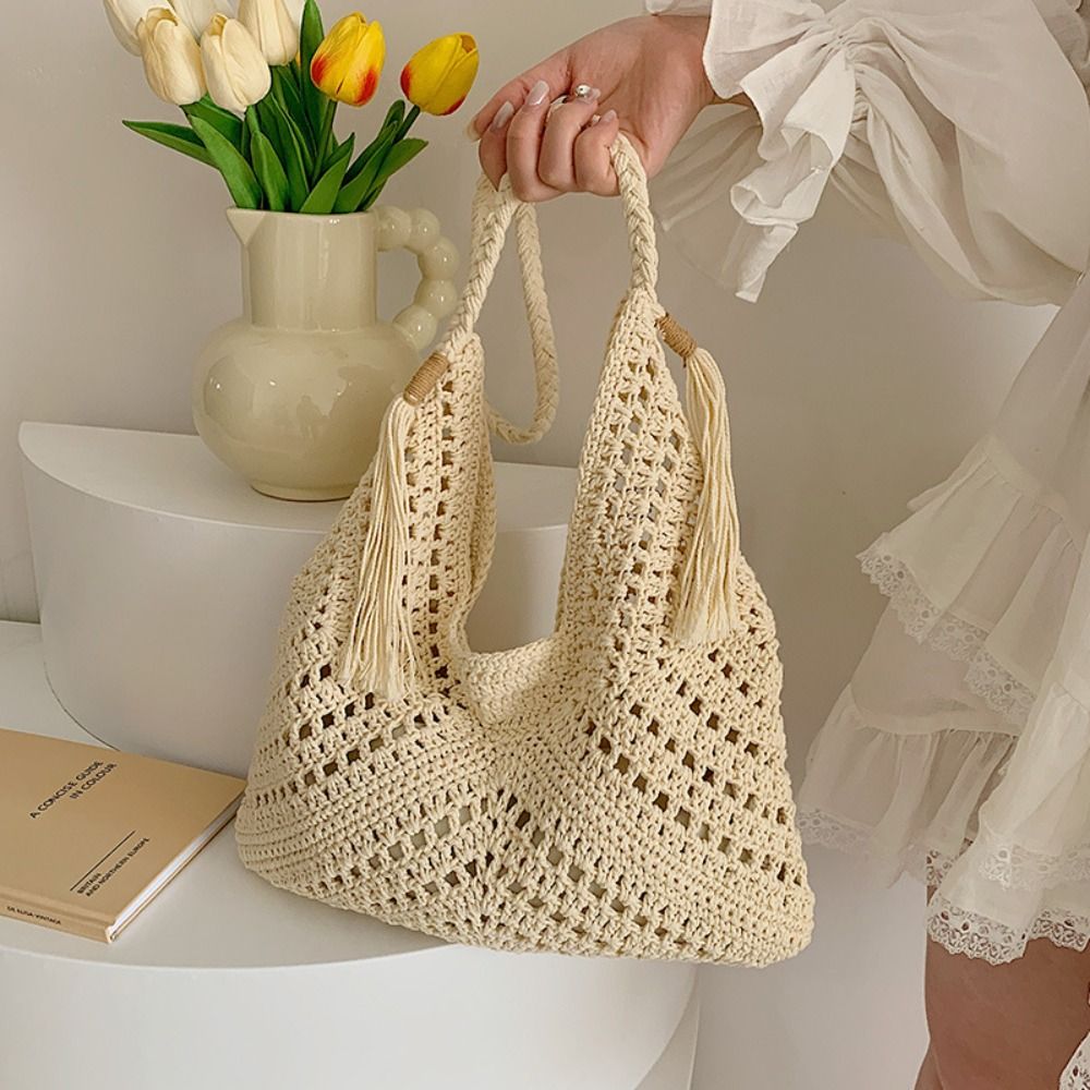 Eenvoudige Boheemse gebreide s - Tote Bag Beach recensie en prijs
