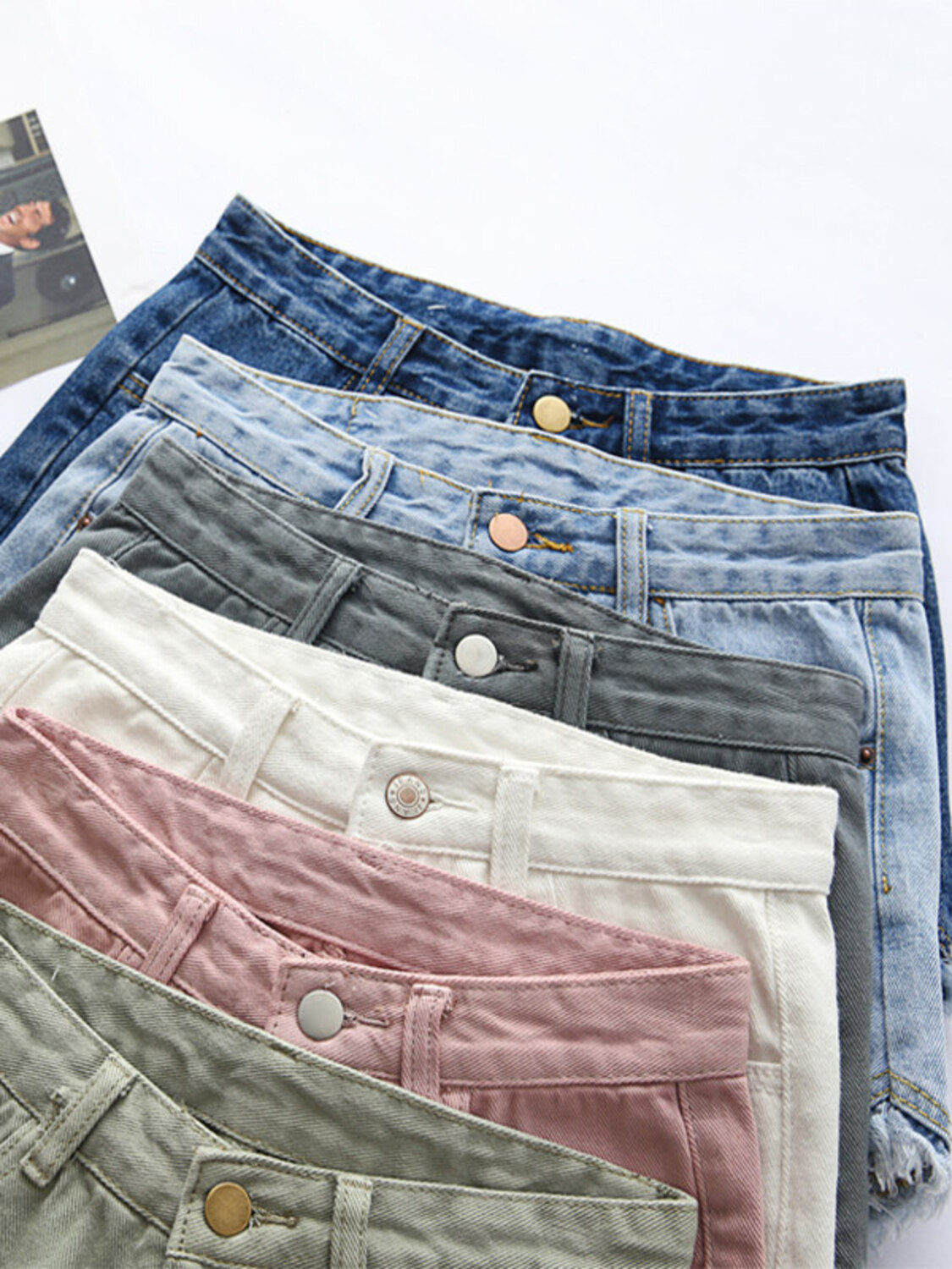 Dames denim shorts met hoge ta - Shorts Denim Frayed recensie en prijs