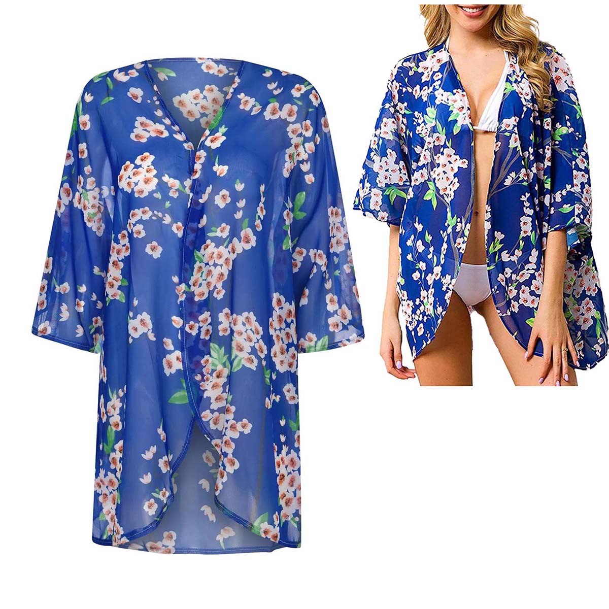 Dames losse pure chiffon kimon - Kimono Sheer Floral recensie en prijs