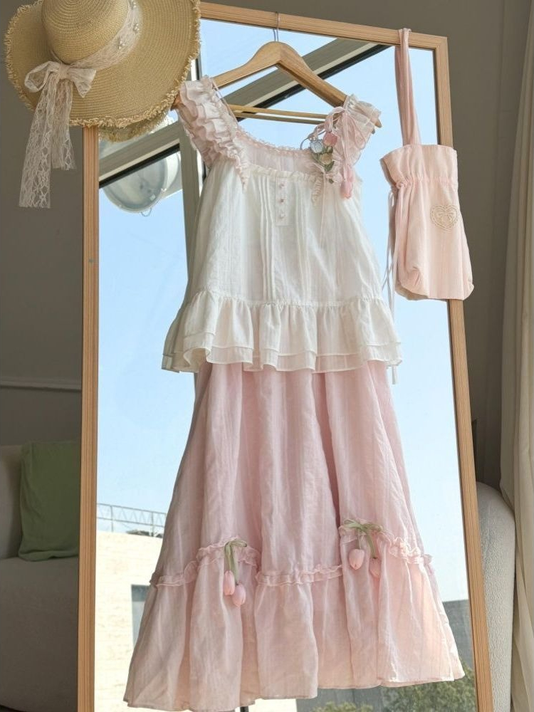 Zoete Kawaii Ruffle Trim Tulip - Midi Skirt Floral recensie en prijs
