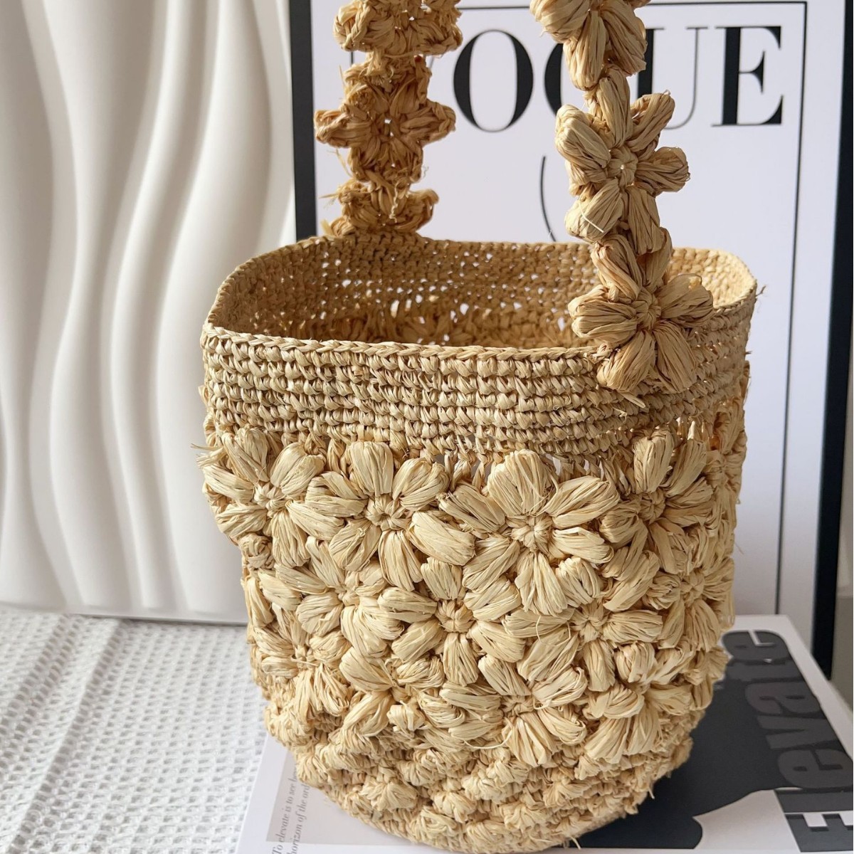 Handgemaakte raffia tas met ge - Crochet Bag Raffia recensie en prijs